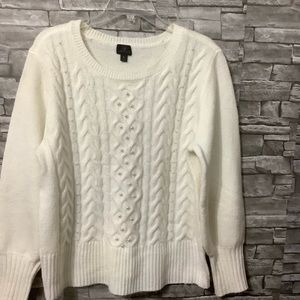 Worthington crew neck ivory knitted sweater L (C002)